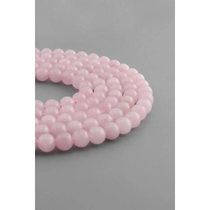 Kuvars Taşı Doğal Taş Parlak Pembe Küre Kesim 8mm Dizi (aa)