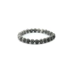 Gri Jasper Doğal Taş Bileklik - 8 mm