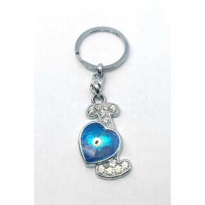 Metal Kristal Taşlı Harf Anahtarlık , I Harfi
