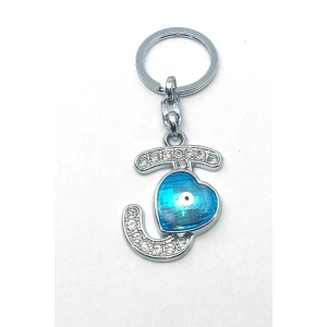 Metal Kristal Taşlı Harf Anahtarlık , J Harfi