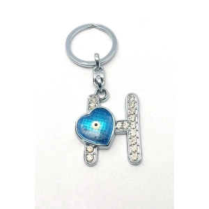 Metal Kristal Taşlı Harf Anahtarlık , H Harfi