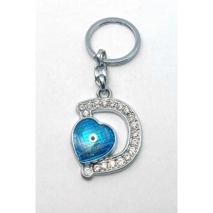 Metal Kristal Taşlı Harf Anahtarlık , D Harfi