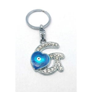 Metal Kristal Taşlı Harf Anahtarlık , G Harfi