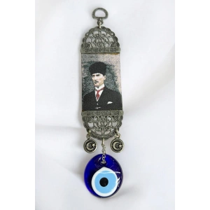 Nikel Kaplamalı Salkım El Yapımı Cam Nazarlı M. Kemal Atatürk Duvar Süsü Hediyelik Dekor