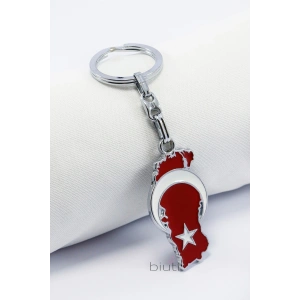 Kırmızı Beyaz Ay Yıldızlı Türk Bayraklı Metal Türkiye Anahtarlık, Hediyelik Çanta Süsü