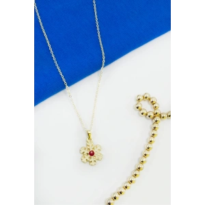 Gold Yılbaşılı Kar Tanesi Figürlü Kolye, Hediyelik Christmas Kolye (45 cm)