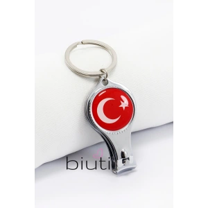 Türk Bayrağı Tırnak Makası Şişe Açacağı Anahtarlık, Hediyelik Çanta Süsü