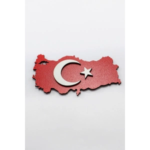 Ahşap Türk Bayrağı Türkiye Haritası Magnet, Bolluk, Hediyelik Aksesuar