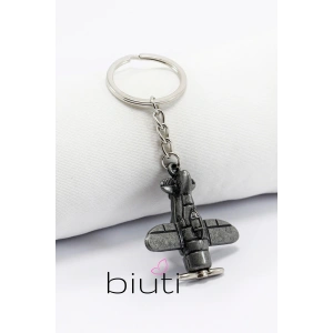 Üç Boyutlu Pervaneli Metal Uçak Anahtarlık, Hediyelik Çanta Süsü