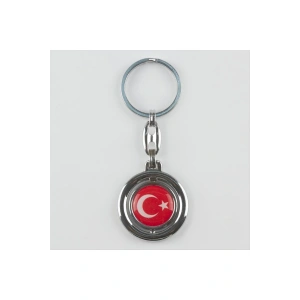 1592054739 Ay Yıldız Figürlü Metal (195420) Anahtarlık-Gümüş Rengi