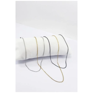 Üçlü Zincir 316L Paslanmaz Çelik 60 cm, Gold Gümüş Siyah Renk Üçlü Set