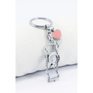 Metal Ajurlu Türkiye haritası Anahtarlık, Pembe Metal Kalpli Küçük Çanta Süsü