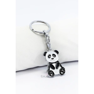 Metal Panda Anahtarlık Gümüş Renkli, Küçük Çanta Süsü