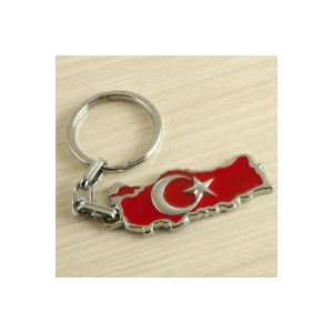 NRZSNT Ay Yıldız (10433) Metal Anahtarlık-Kırmızı