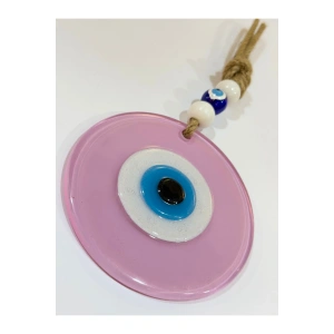 El Yapımı Opak Toz Pembe Füzyon Cam Duvar Dekoru Hediyelik Nazar Boncuğu