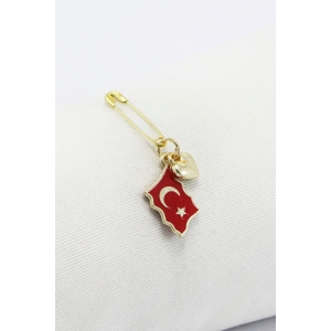 1 Adet Kırmızı Türk Bayrağı Ay Yıldız Çengelli İğne, Nişan, Düğün, Mevlit ve Hediye Paketi Aksesuarı