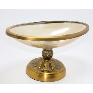 Antik Eskitme Gold Ayaklı Dekoratif Cam Gondol Sunumluk Alk4883