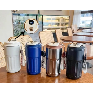 Askılı ve Derece Göstergeli Vakumlu Mug - 500 ml Modern Kahve Termosu ALK3136
