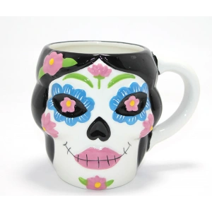 Day Of The Dead Şeker Kurukafa Tasarımlı 3D Seramik Kupa Bardak Alk4893