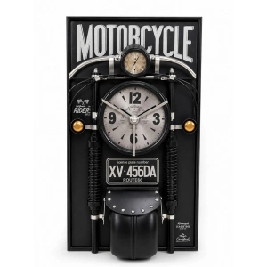 Motosiklet Tasarımlı Metal Duvar Saati Alk5789