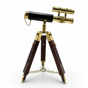 Pirinç Tripod Teleskop Dekoru Ahşap Ayaklı Nı5392B