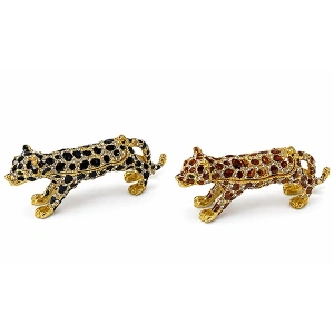 Swaroski Taşlı Leopar Figürü Tekli Alk5760