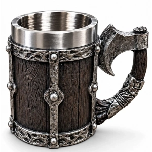 Viking Balta Kulplu 3D Paslanmaz Çelik Kupa Bardak Alk6263