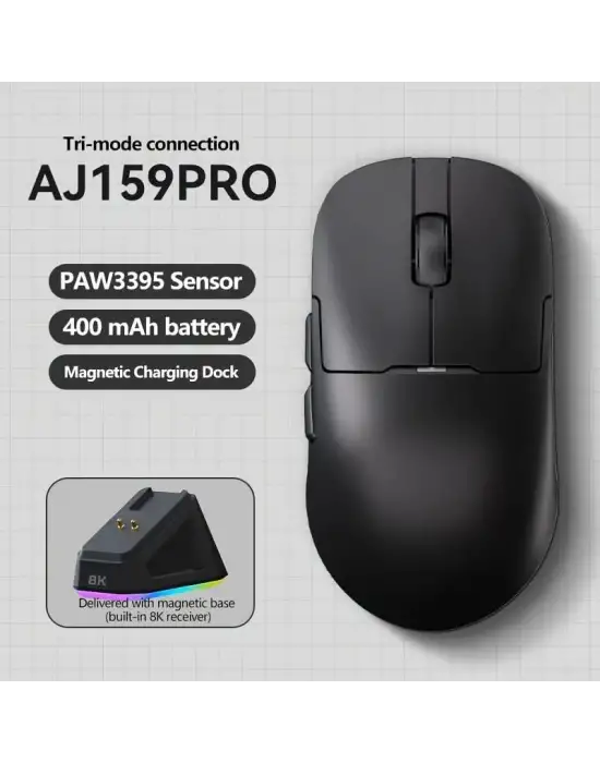 AJAZZ AJ159 PRO SİYAH ŞARJLI OPTİK KABLOLU/KABLOSUZ OYUNCU MOUSE