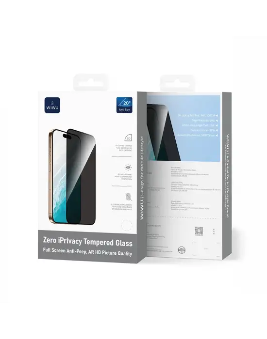 APPLE İPHONE 17 PRO MAX WİWU GT-027 ZERO CURVED PRİVACY PARMAK İZİ BIRAKMAYAN TEMPERLİ CAM EKRAN KORUYUCU
