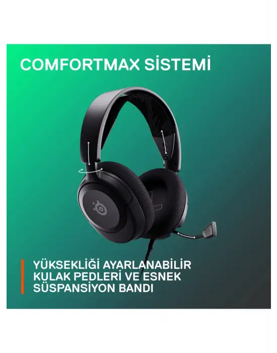 STEELSERİES ARCTİS NOVA 1 SİYAH KABLOLU KULAK ÜSTÜ OYUNCU KULAKLIĞI