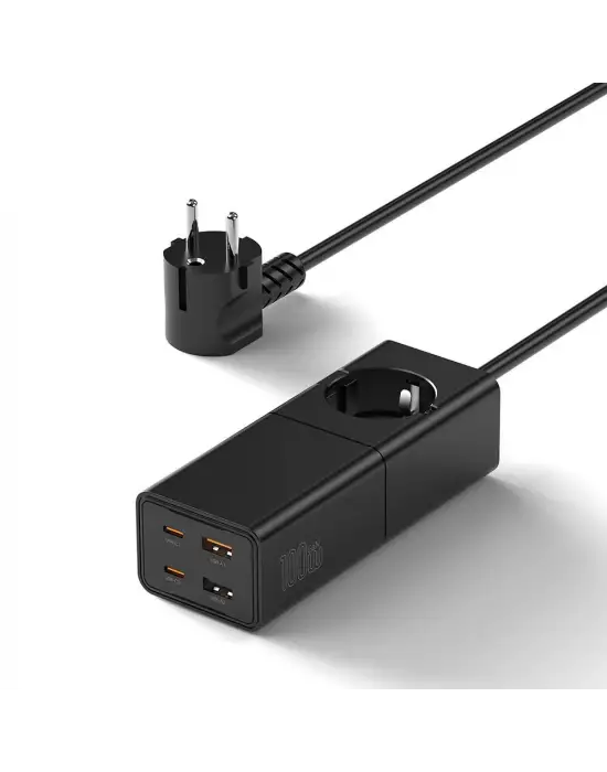 WİWU Wİ-S004 GAN TECH ÇİFT TYPE-C VE ÇİFT USB-A GİRİŞLİ PRİZ 100W 150CM