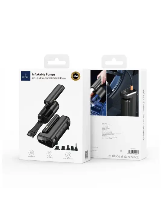 WİWU Wİ-Aİ002 5İN1 OTO ARAÇ LASTİK ŞİŞİRME POMPASI - OTO ARAÇ SÜPÜRGESİ - VAKUM MAKİNESİ - FENER DİJİTAL EKRANLI ARAÇ HAVA KOMPRESÖRÜ