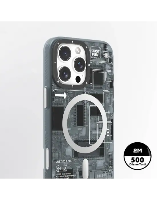 APPLE İPHONE 16 PRO MAX KILIF MAGSAFE ŞARJ ÖZELLİKLİ YOUNGKİT TECHNOLOGY SERİSİ KAPAK MAVİ