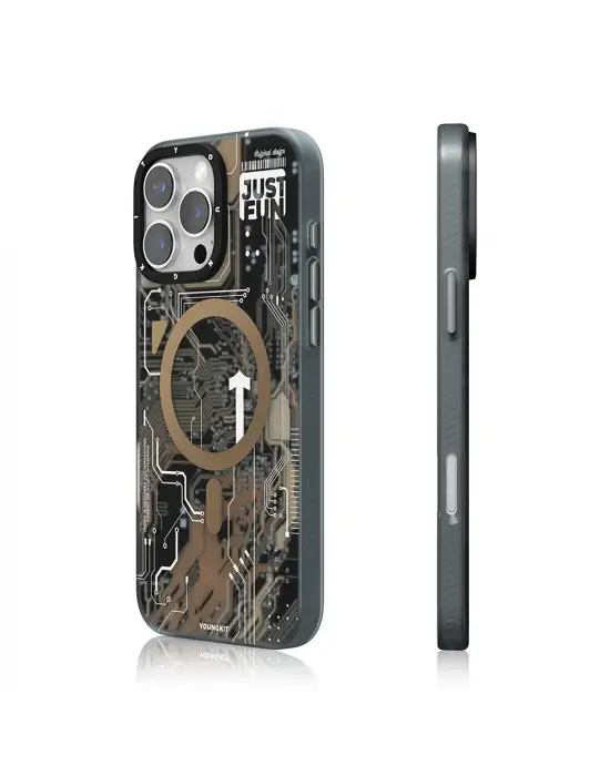 APPLE İPHONE 16 PRO MAX KILIF MAGSAFE ŞARJ ÖZELLİKLİ YOUNGKİT TECHNOLOGY SERİSİ KAPAK MAVİ