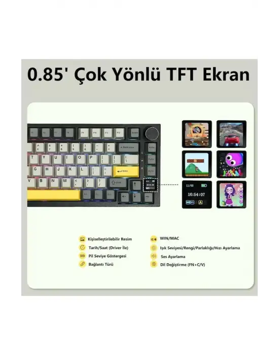 AJAZZ AK820 PRO SİYAH RGB %75 TKL GİFT SWİTCH KABLOLU/KABLOSUZ MEKANİK OYUNCU KLAVYESİ