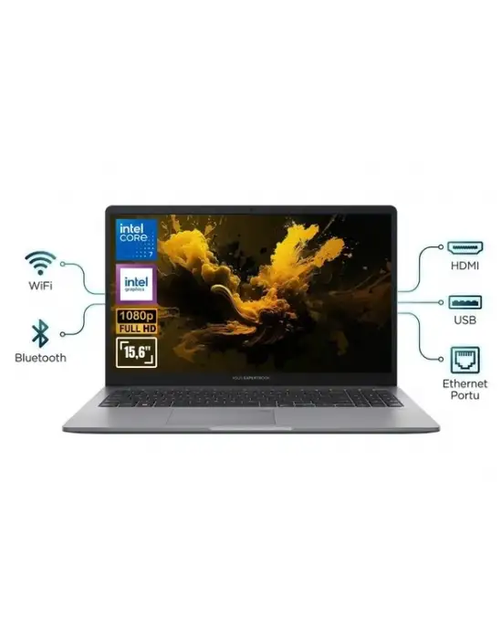 ASUS EXPERTBOOK P1 15.6 P1503CVA-C716512G0D - CORE 7 240H İŞLEMCİ - 16GB DDR5 RAM -512GB NVME SSD-FREEDOS NOTEBOOK