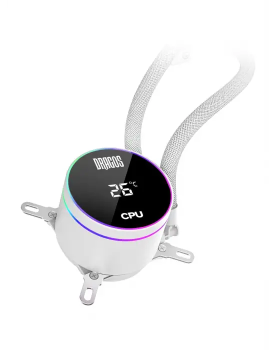 DRAGOS FROSTBİTE 360 WHİTE INTEL&AMD 360MM ISI GÖSTERGELİ ARGB SIVI SOĞUTUCU