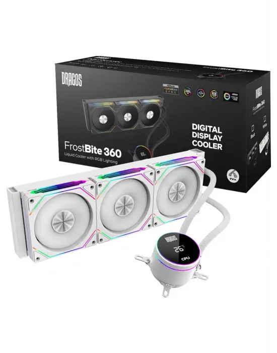 DRAGOS FROSTBİTE 360 WHİTE INTEL&AMD 360MM ISI GÖSTERGELİ ARGB SIVI SOĞUTUCU