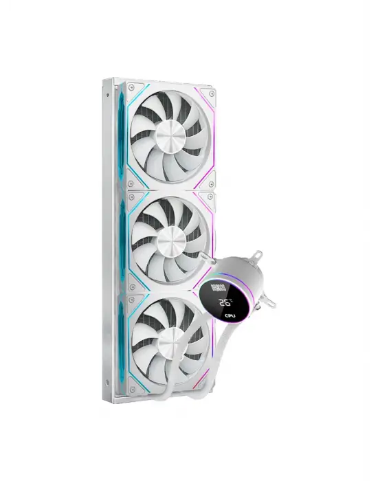 DRAGOS FROSTBİTE 360 WHİTE INTEL&AMD 360MM ISI GÖSTERGELİ ARGB SIVI SOĞUTUCU