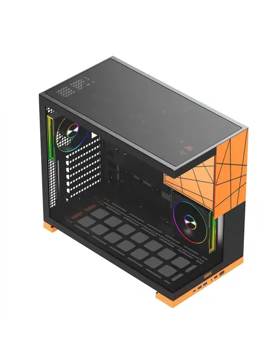 DRAGOS PRİZMA 5X ARGB FAN TYPE-C 1000W 80+ BRONZE PCIE 5.1 ATX 3.0 ATX MİD TOWER KASA TURUNCU