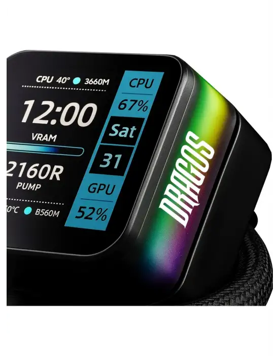DRAGOS ROCK LCD EKRANLI 360MM ARGB SİYAH İŞLEMCİ SIVI SOĞUTUCU