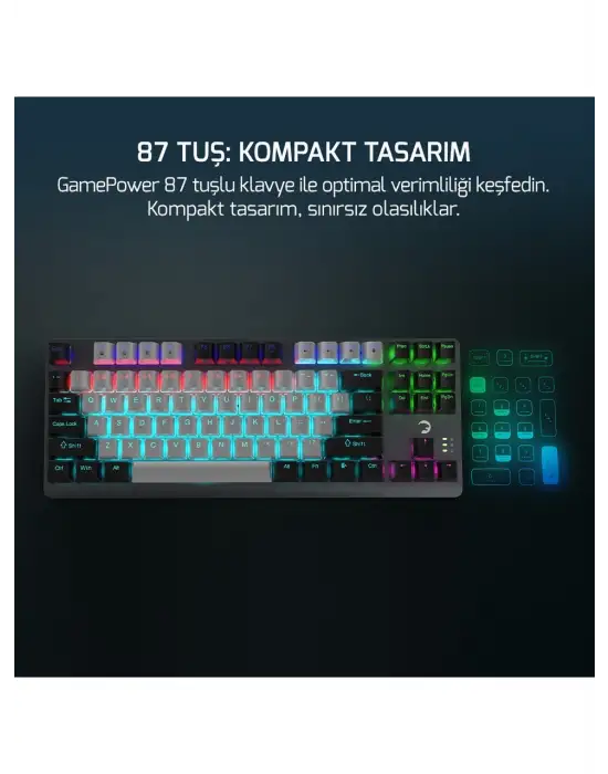 GAME POWER EVA 3 60M MEKANİK RED SWİTCH TÜRKÇE Q 88 TUŞ USB GAMİNG KLAVYE
