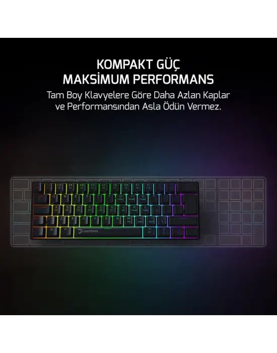 GAMEPOWER LYRA 60M RGB TKL RED SWİTCH KABLOLU MEKANİK OYUNCU KLAVYESİ
