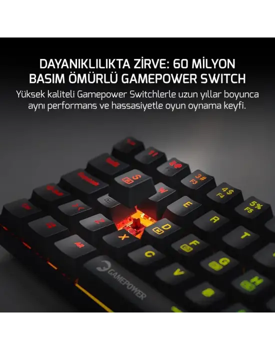 GAMEPOWER LYRA 60M RGB TKL RED SWİTCH KABLOLU MEKANİK OYUNCU KLAVYESİ