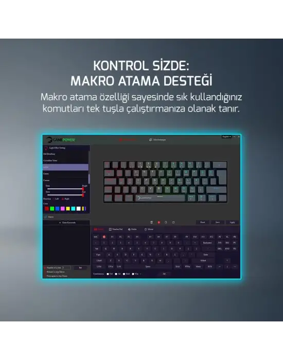 GAMEPOWER LYRA 60M RGB TKL RED SWİTCH KABLOLU MEKANİK OYUNCU KLAVYESİ