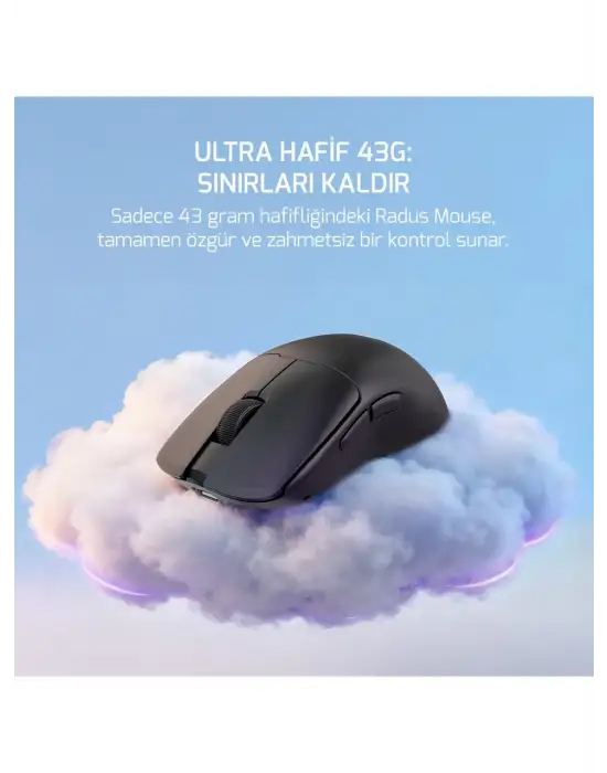 GAMEPOWER RADUS SİYAH ŞARJLI MAKROLU ERGONOMİK OPTİK KABLOLU/KABLOSUZ OYUNCU MOUSE