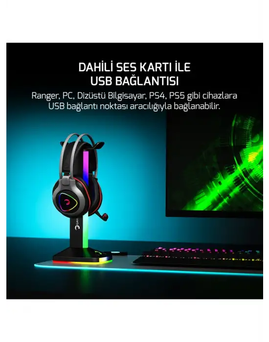 GAMEPOWER RANGER RGB 7.1 USB KABLOLU KULAK ÜSTÜ OYUNCU KULAKLIĞI