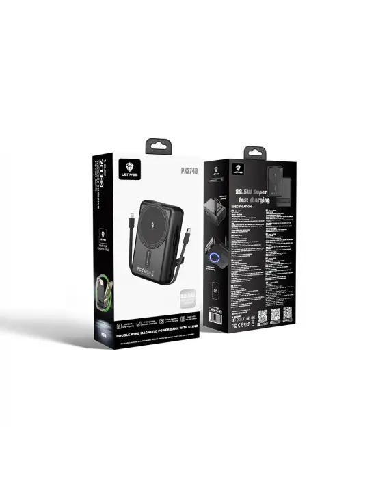 LENYES PX274D PD 22.5W STANDLI M-SAFE ŞARJ ÖZELLİKLİ WİRELESS POWERBANK 15W 20000MAH