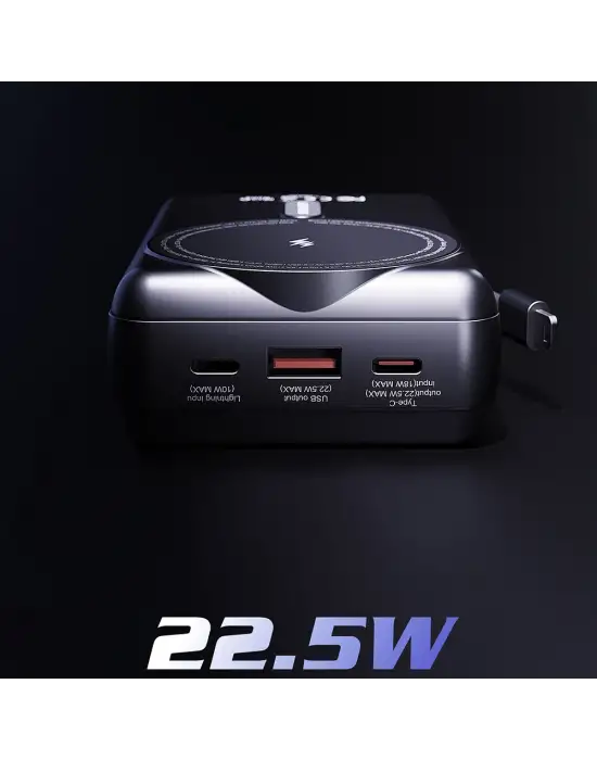 LENYES PX274D PD 22.5W STANDLI M-SAFE ŞARJ ÖZELLİKLİ WİRELESS POWERBANK 15W 20000MAH