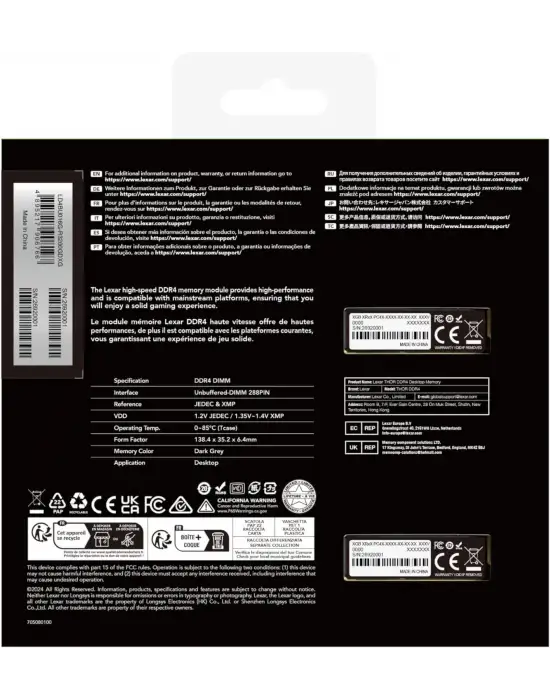 Lexar Thor 16 GB (2x8) 3200Mhz CL18 LD4BU008G-R3200GDXG DDR4 Ram